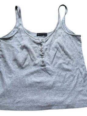 Brandy Melville Light Gray Ribbed Henley Cami